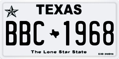 TX license plate BBC1968