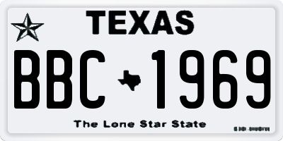 TX license plate BBC1969