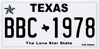 TX license plate BBC1978