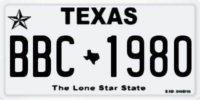 TX license plate BBC1980