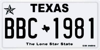 TX license plate BBC1981