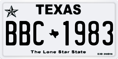 TX license plate BBC1983