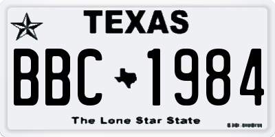 TX license plate BBC1984