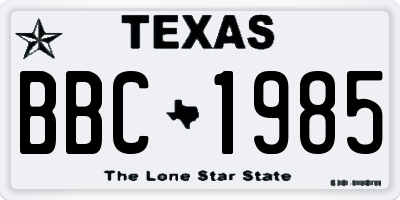 TX license plate BBC1985