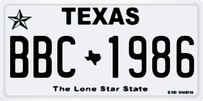 TX license plate BBC1986