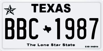 TX license plate BBC1987