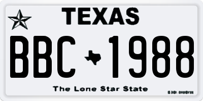 TX license plate BBC1988