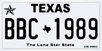 TX license plate BBC1989