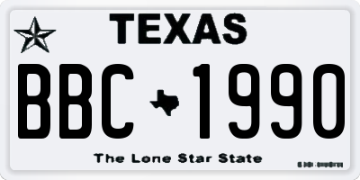 TX license plate BBC1990