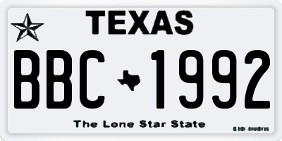 TX license plate BBC1992