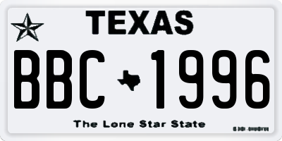 TX license plate BBC1996