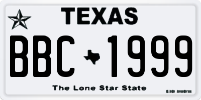 TX license plate BBC1999