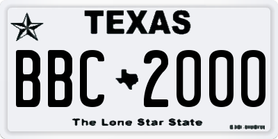 TX license plate BBC2000