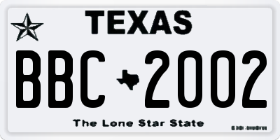 TX license plate BBC2002