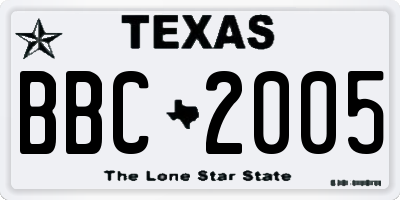 TX license plate BBC2005