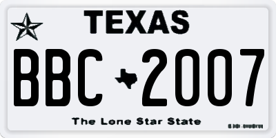 TX license plate BBC2007