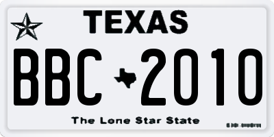 TX license plate BBC2010