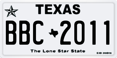 TX license plate BBC2011