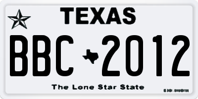 TX license plate BBC2012