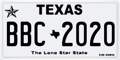TX license plate BBC2020