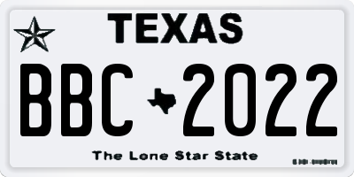 TX license plate BBC2022