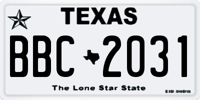 TX license plate BBC2031