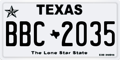 TX license plate BBC2035