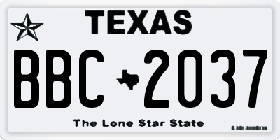 TX license plate BBC2037