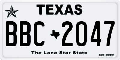 TX license plate BBC2047