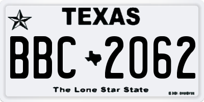 TX license plate BBC2062