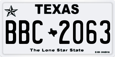 TX license plate BBC2063