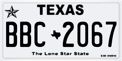 TX license plate BBC2067