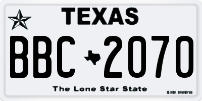 TX license plate BBC2070