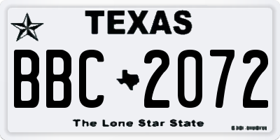 TX license plate BBC2072