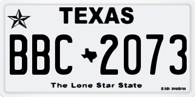 TX license plate BBC2073