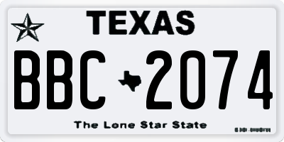 TX license plate BBC2074