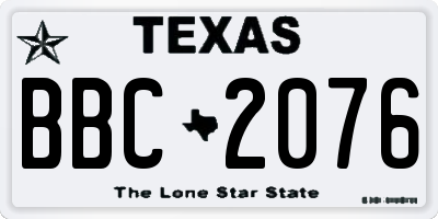 TX license plate BBC2076