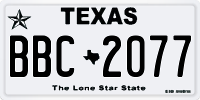 TX license plate BBC2077