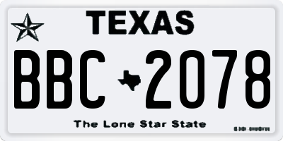 TX license plate BBC2078