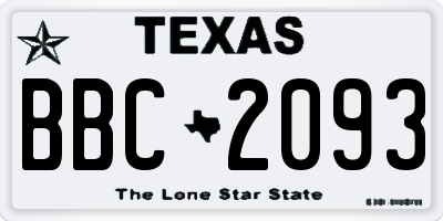 TX license plate BBC2093