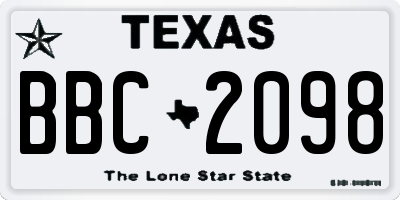 TX license plate BBC2098