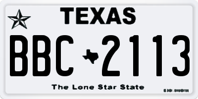 TX license plate BBC2113
