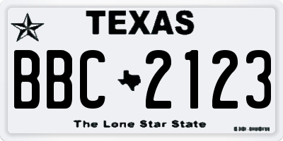 TX license plate BBC2123