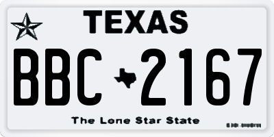 TX license plate BBC2167