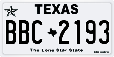 TX license plate BBC2193