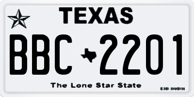 TX license plate BBC2201