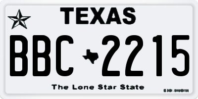TX license plate BBC2215