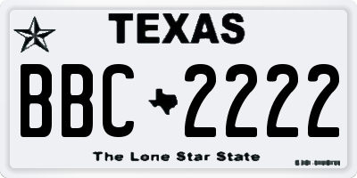 TX license plate BBC2222