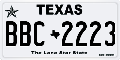 TX license plate BBC2223