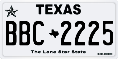 TX license plate BBC2225